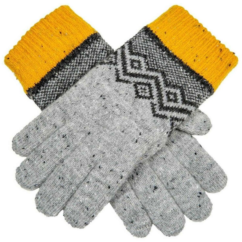 Dents Geometric Knitted Gloves – Dove Grey