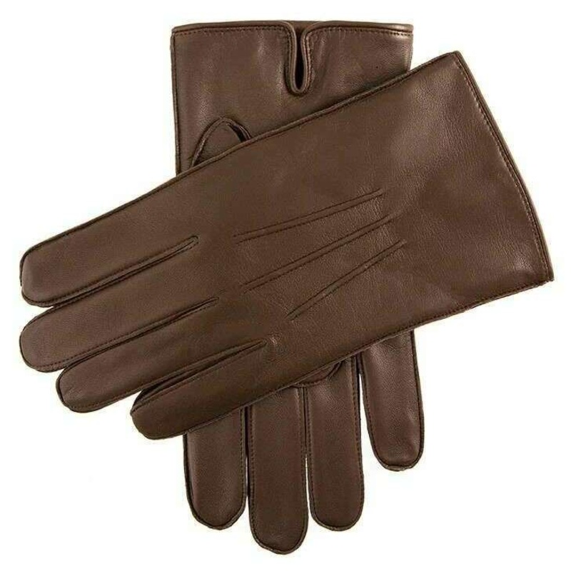 Dents Hastings 3 Point Fleece-Lined Leather Gloves – Brown