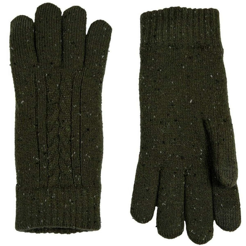 Dents Lacock Touchscreen Cable Knit Gloves – Olive Green
