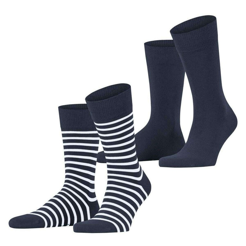 Esprit Fine Stripe 2 Pack Socks – Space Blue