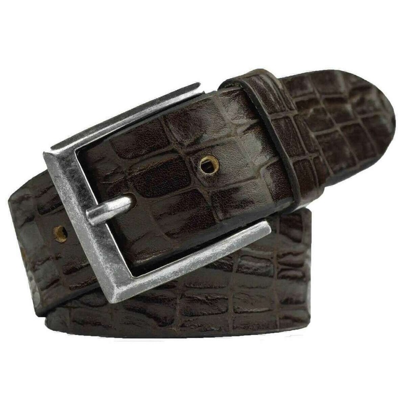 Meyer Croc Embossed Casual Belt – Brown