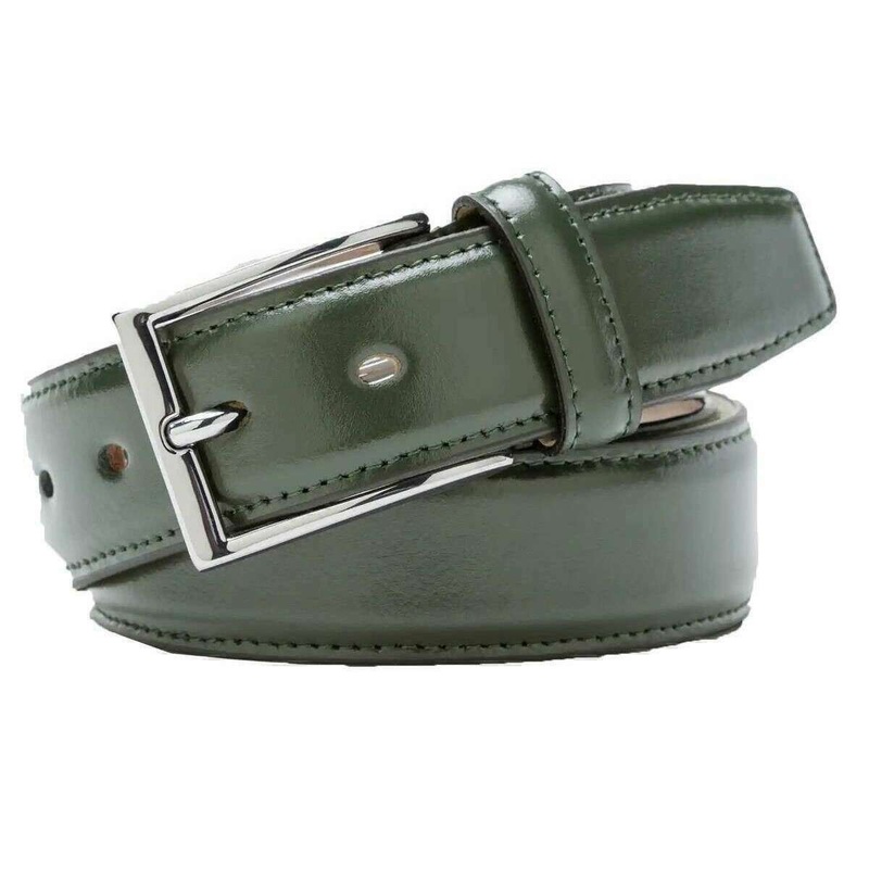 Meyer Stretch Leather Belt – Dark Green