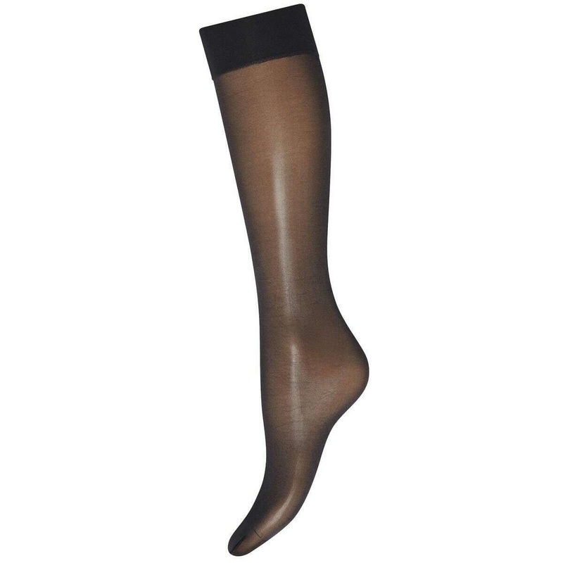 Wolford Satin Touch Sheer Shimmer 20 Denier Knee High Tights – Black