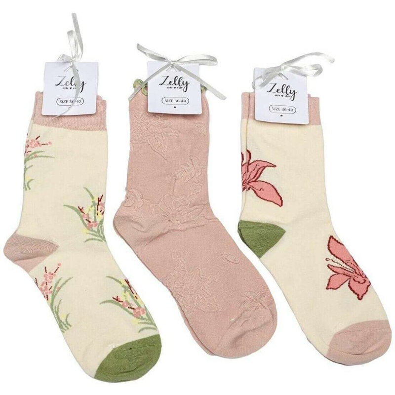 Zelly 3 Pack Assorted Annie Socks – Pink/Cream/Green