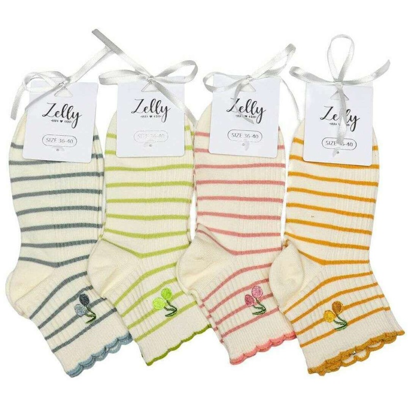 Zelly 4 Pack Assorted Mabel Socks – Blue/Green/Pink/Yellow