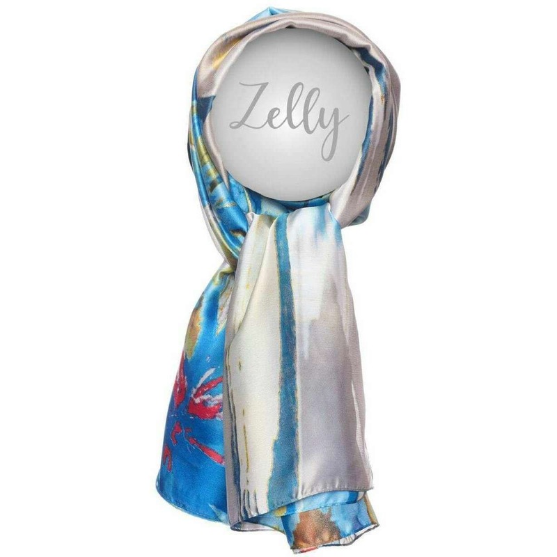 Zelly Abstract Floral Scarf – Blue
