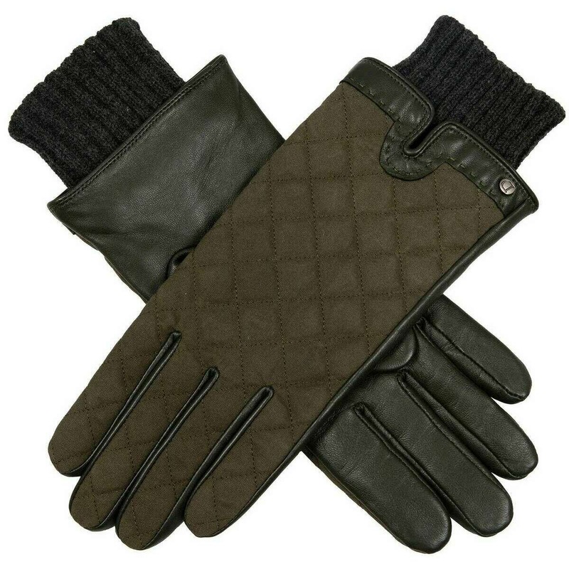 Dents Arabella Waxed Cotton Water Resistant Touchscreen Gloves – Olive Green