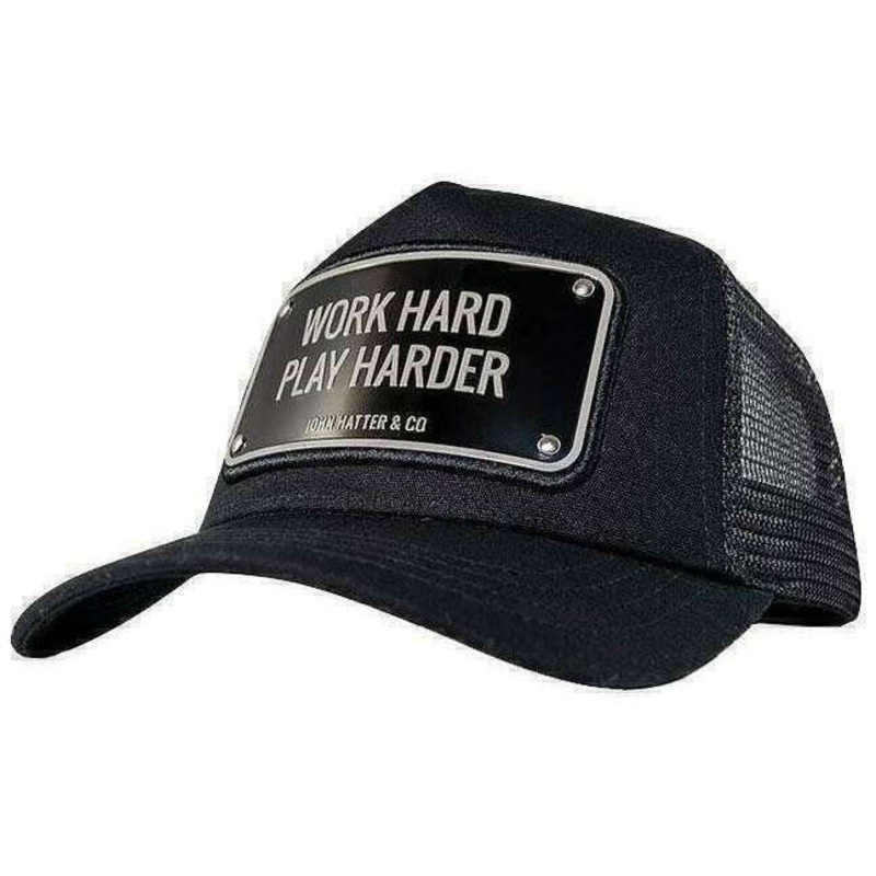 John Hatter Work Hard Play Harder Rubber Trucker Cap – Black