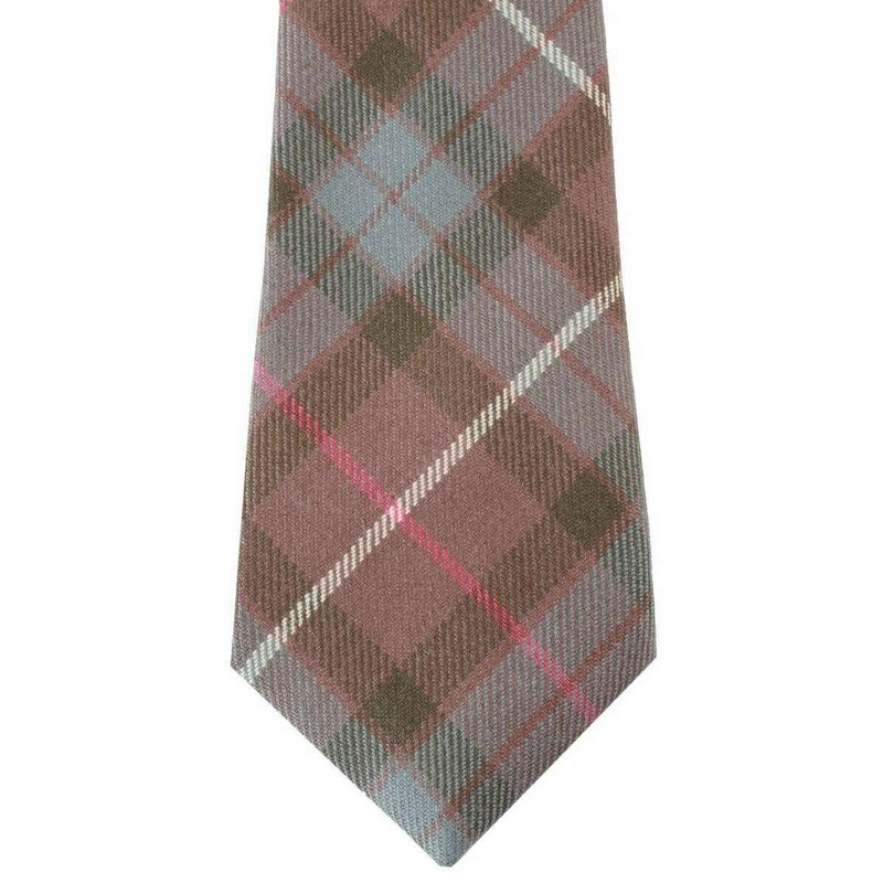 Locharron of Scotland Reiver Fraser Hunting Weathered Tartan Wool Tie – Brown/Grey