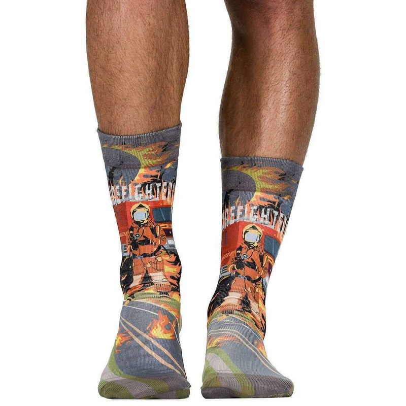 Wigglesteps Fire Fighter Socks – Grey/Orange/Red