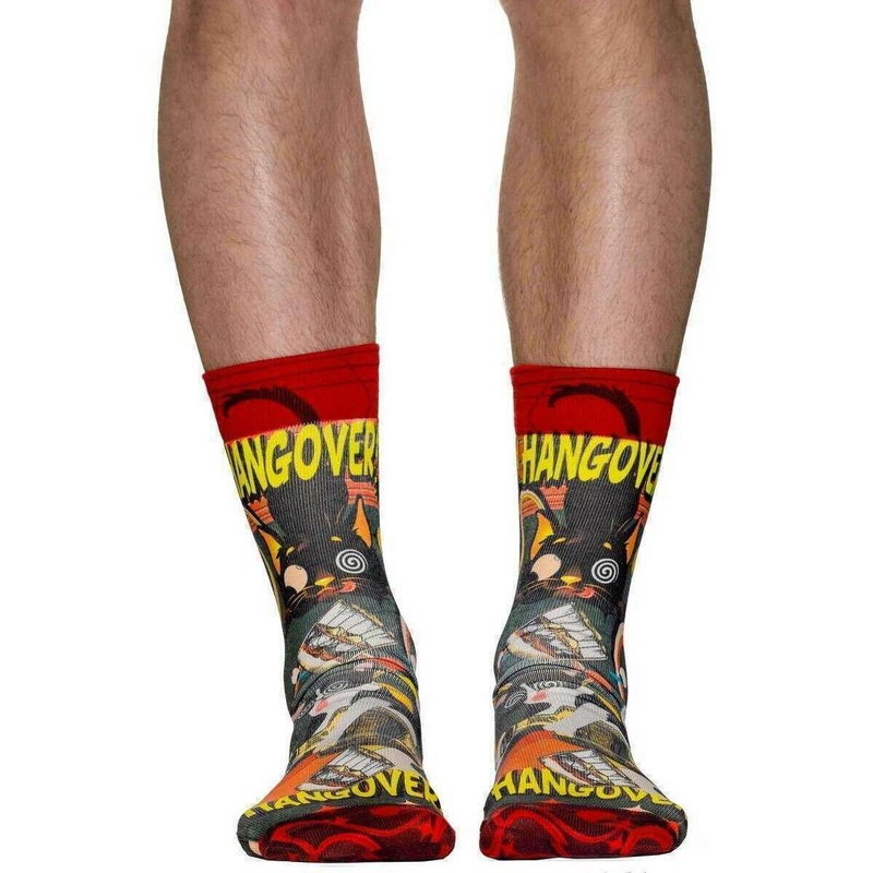 Wigglesteps Hangover Cat Socks – Red/Yellow