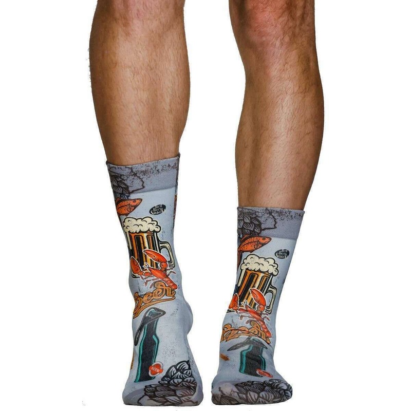 Wigglesteps Retro Beer Socks – Grey/Orange/Red