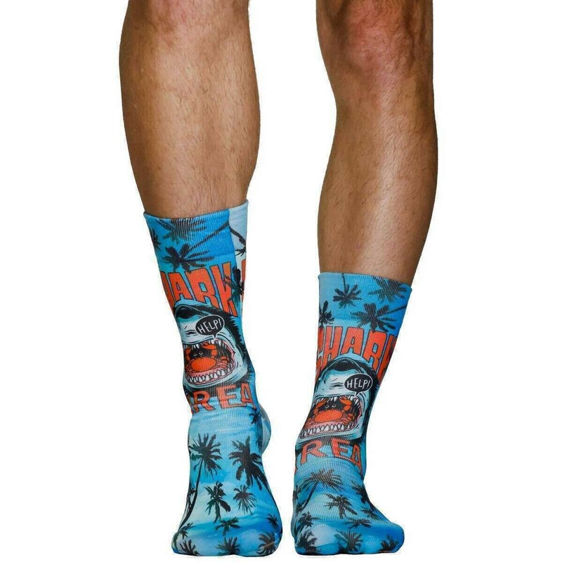 Wigglesteps Shark Area Socks – Blue/Red