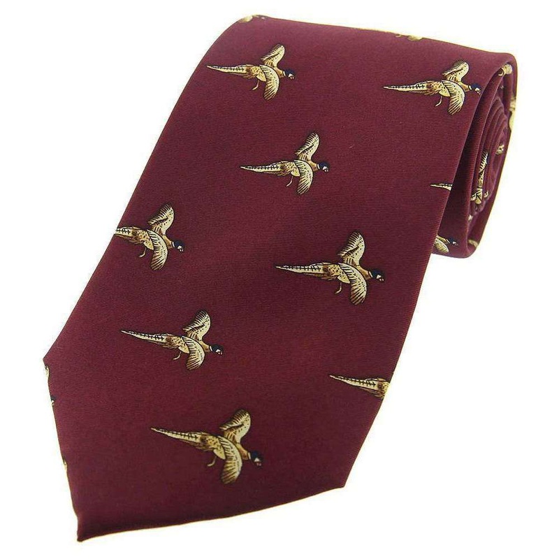 David Van Hagen Flying Pheasant Country Silk Tie – Wine