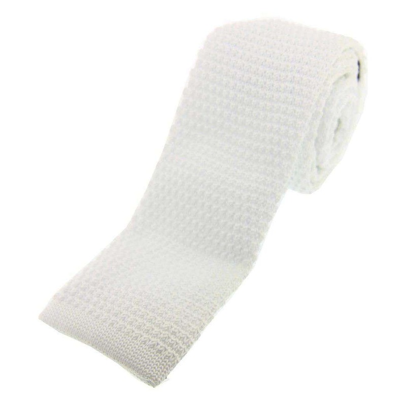 David Van Hagen Knitted Tie – White
