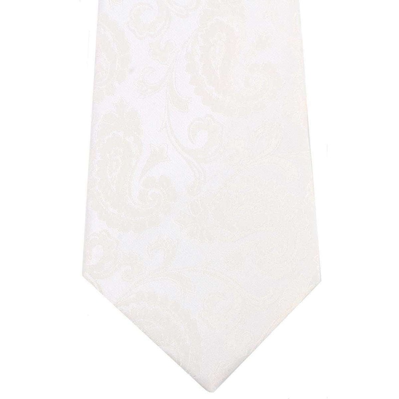David Van Hagen Large Paisley Tie – Ivory