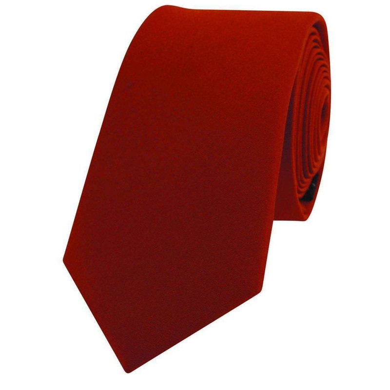 David Van Hagen Luxury Thin Satin Silk Tie – Burnt Orange