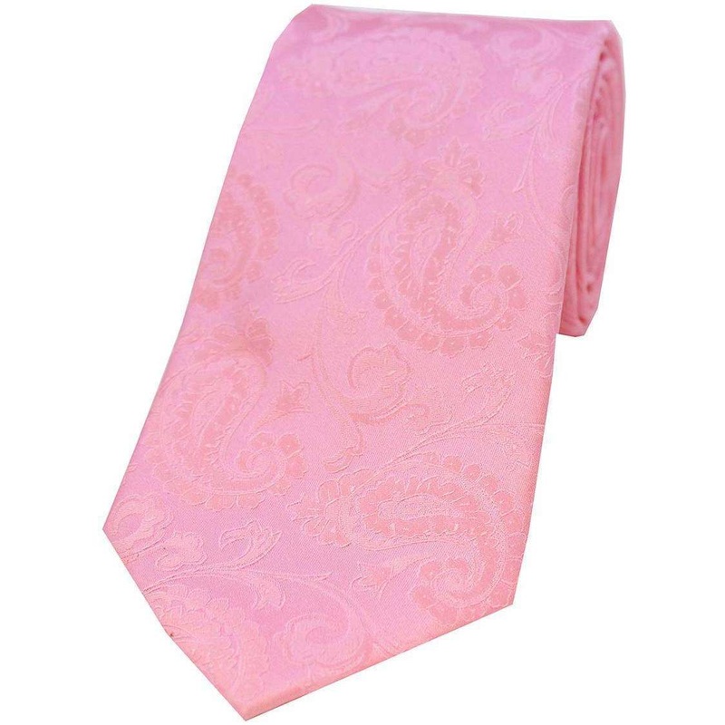 David Van Hagen Paisley Silk Tie – Baby Pink
