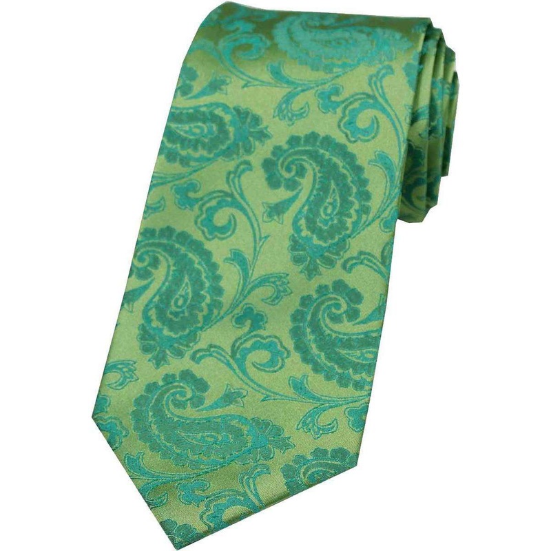 David Van Hagen Paisley Tonal Silk Tie – Jade Green