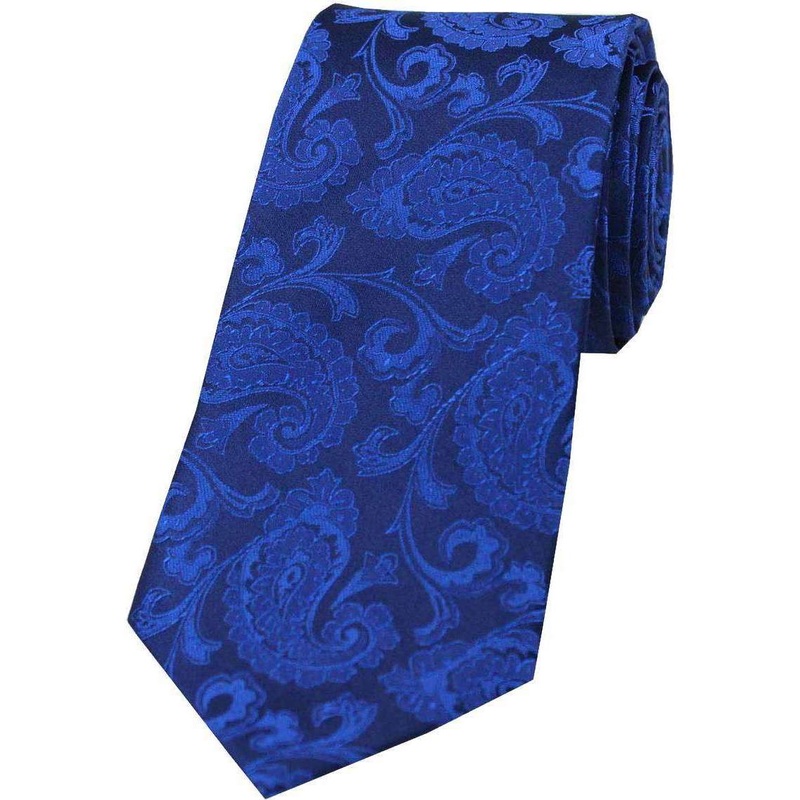 David Van Hagen Paisley Tonal Silk Tie – Royal Blue