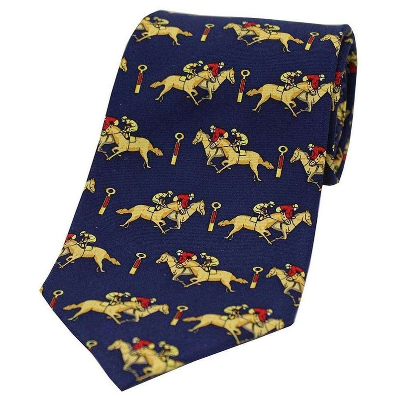David Van Hagen Racing Jockeys Past The Post Country Silk Tie – Navy