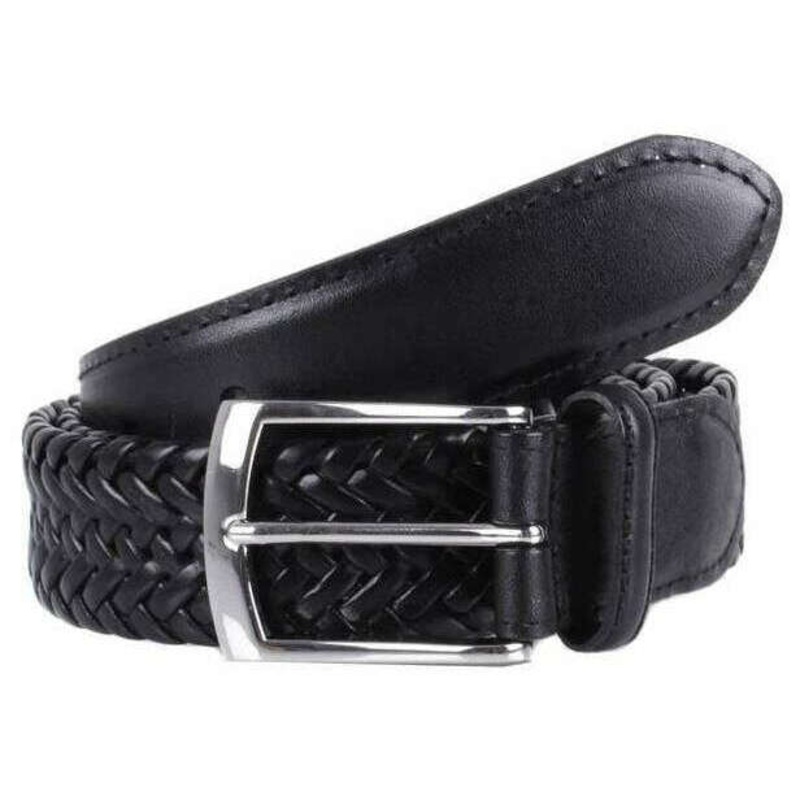 Dents Plaited Leather Belt – Black