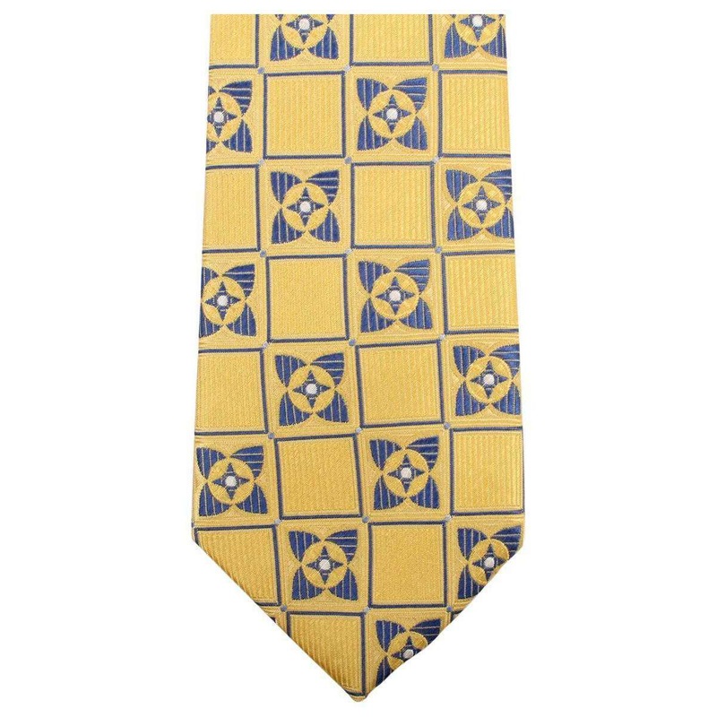 Knightsbridge Neckwear Square Flower Tie – Yellow/Navy