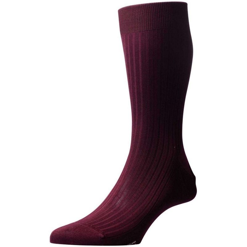 Pantherella Vale Rib Cotton Lisle Socks – Burgundy