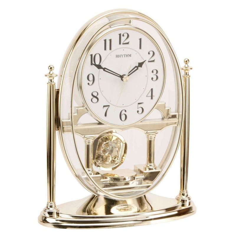 Rhythm Collumn Design Mantel Clock – Gold