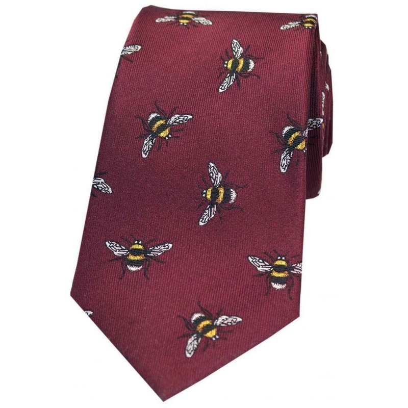 David Van Hagen Bumble Bee Luxury Silk Tie – Wine Red