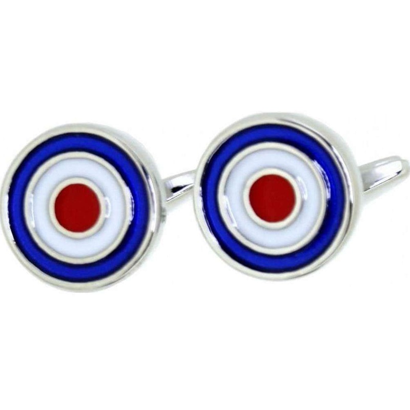 David Van Hagen Enamel RAF Roundels Cufflinks – Blue/Red/White