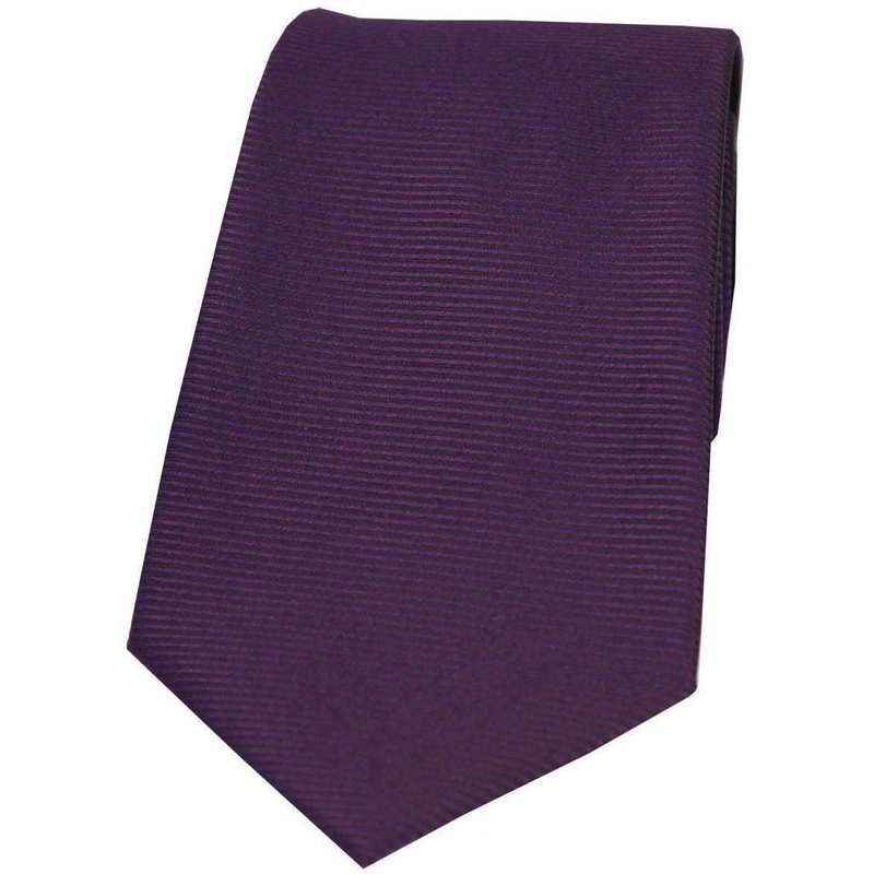 David Van Hagen Horizontal Ribbed Polyester Tie – Purple