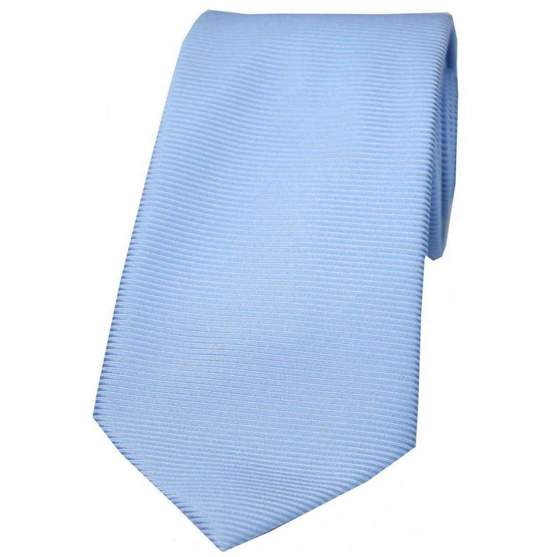 David Van Hagen Horizontal Ribbed Polyester Tie – Sky Blue