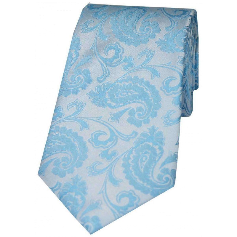 David Van Hagen Luxury Paisley Silk Tie – Pastel Blue