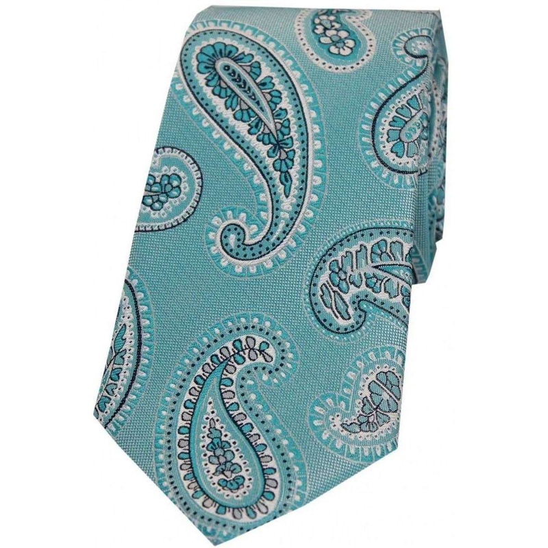 David Van Hagen Paisley Luxury Woven Silk Tie – Turquoise Green