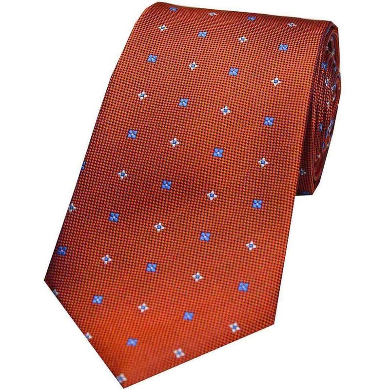 David Van Hagen Small Flowers Silk Tie – Orange