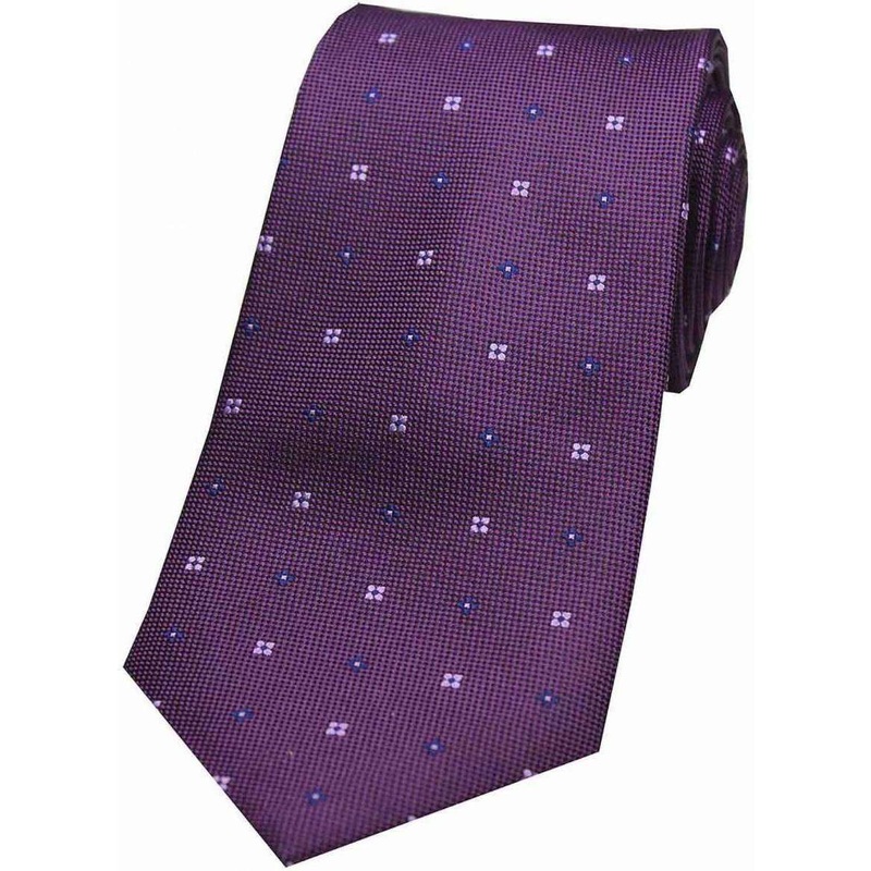 David Van Hagen Small Flowers Silk Tie – Purple