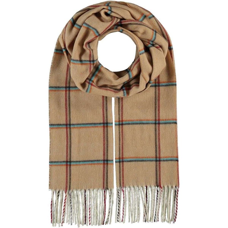 Fraas Recycled Modern Rupert Check Scarf – Camel Beige