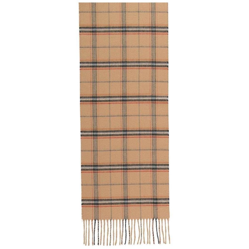 Fraas Wide Check Scarf – Camel Beige