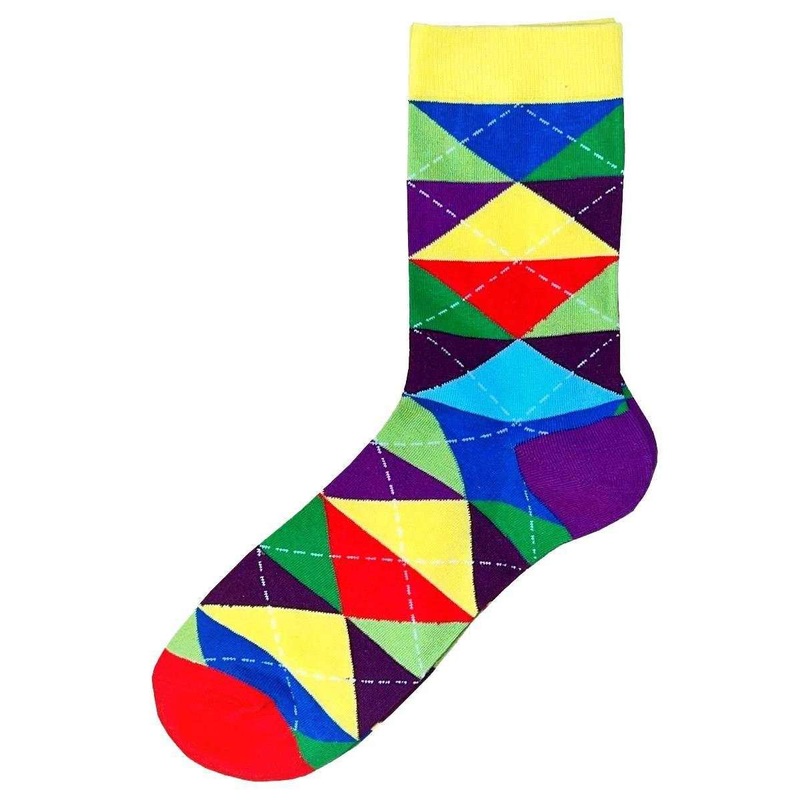 Bassin and Brown Argyle Multi Check Socks – Purple/Yellow/Green/Blue/Sky/Red