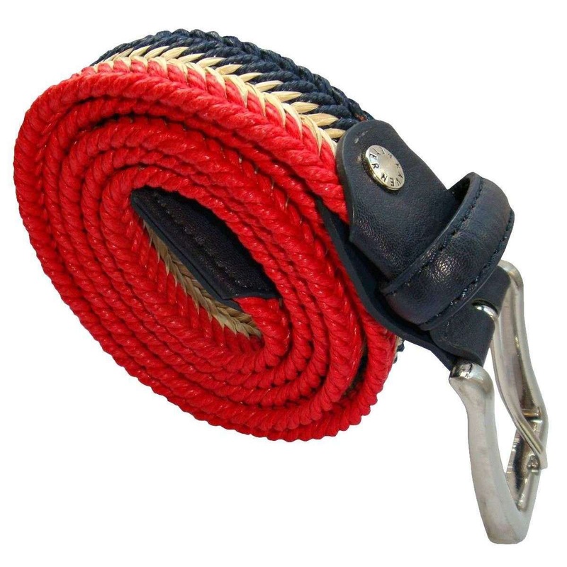Bassin and Brown Arrow Chevron Woven Belt – Red/Beige/Navy