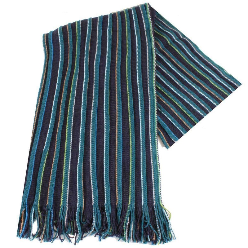 Bassin and Brown Barnes Striped Wool Scarf – Navy/Green/Blue