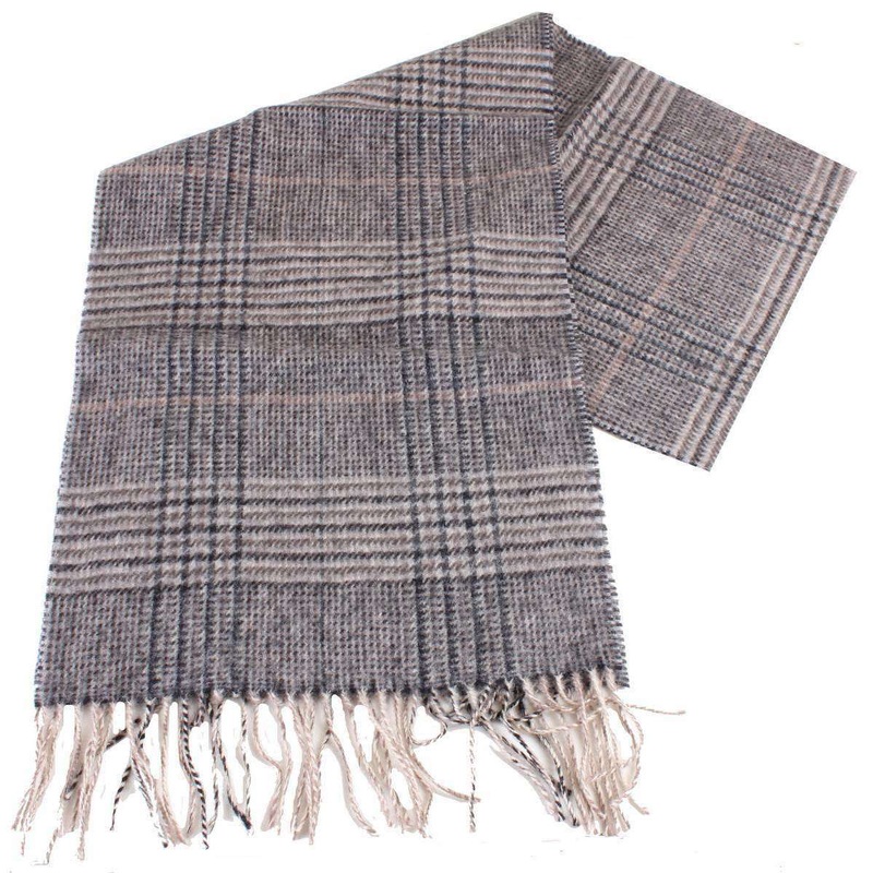 Bassin and Brown Bellonia Checked Wool Scarf – Grey/Charcoal