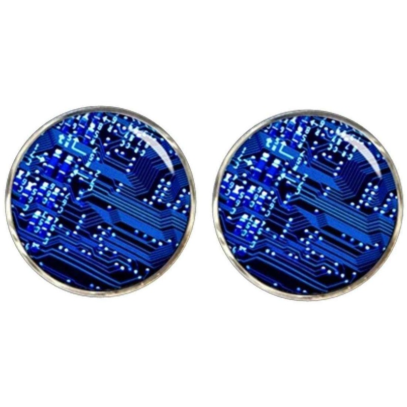 Bassin and Brown Circuit Board Cufflinks – Blue