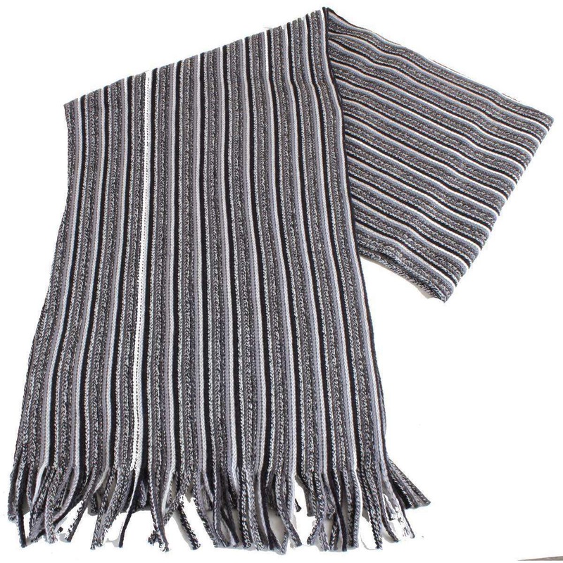 Bassin and Brown Cowdrey Striped Scarf – Grey/Black/White