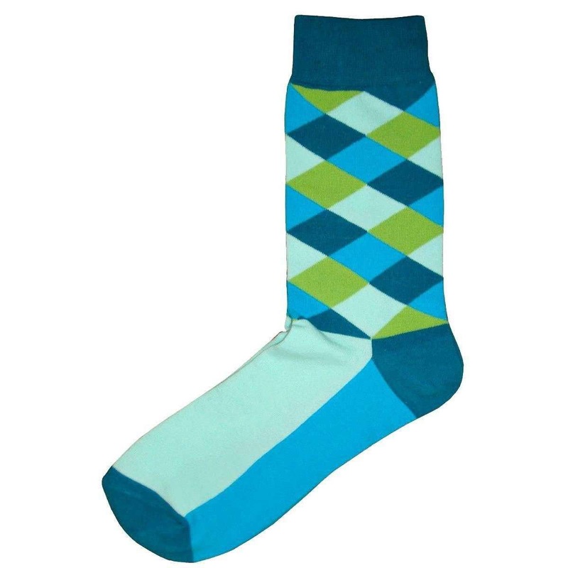 Bassin and Brown Diamond Check Socks – Blue/Green/Teal