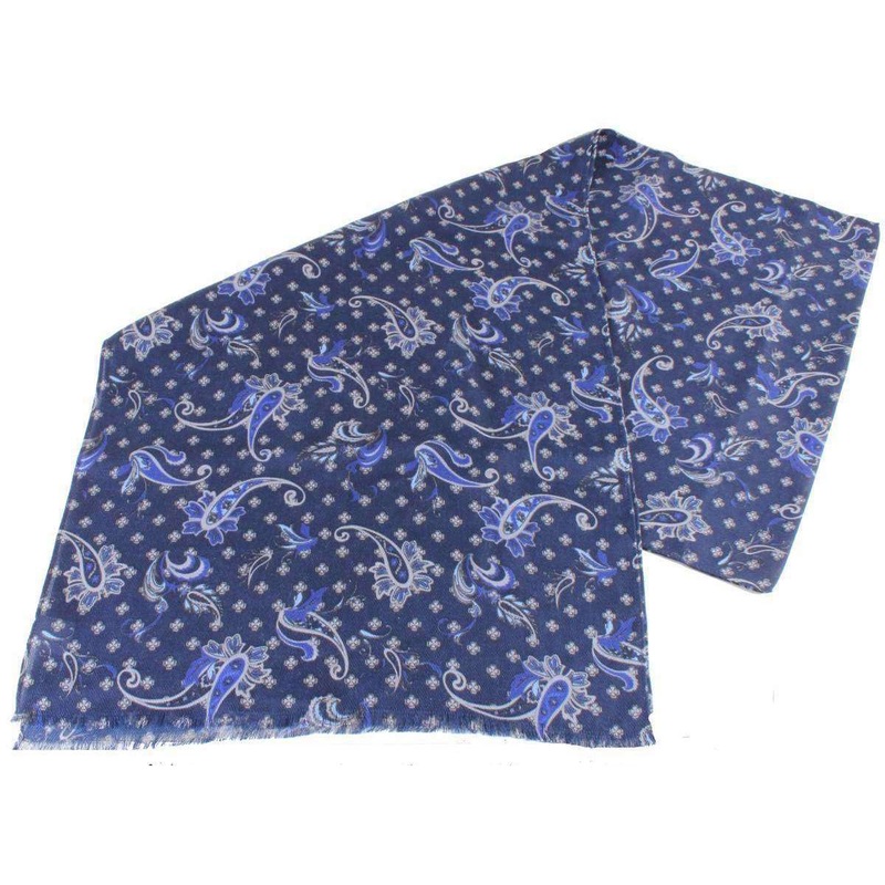 Bassin and Brown Finney Paisley Scarf – Navy