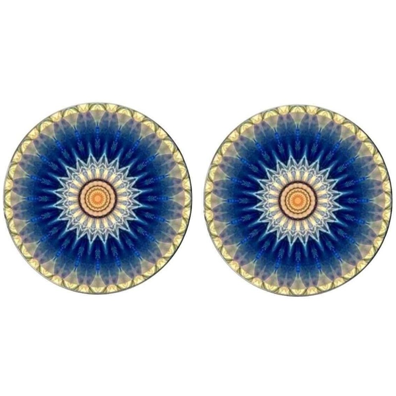 Bassin and Brown Flower Spray Cufflinks – Blue/White