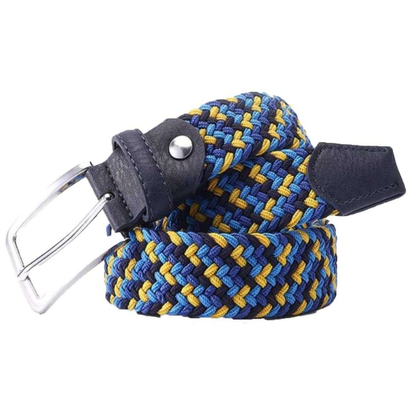 Bassin and Brown Four Colour Woven Belt – Navy/Royal Blue/French Blue/Yellow