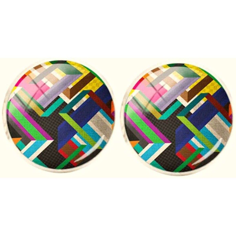 Bassin and Brown Geometric Stripe Cufflinks – Multi-colour